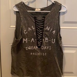 Tank with lace up detail